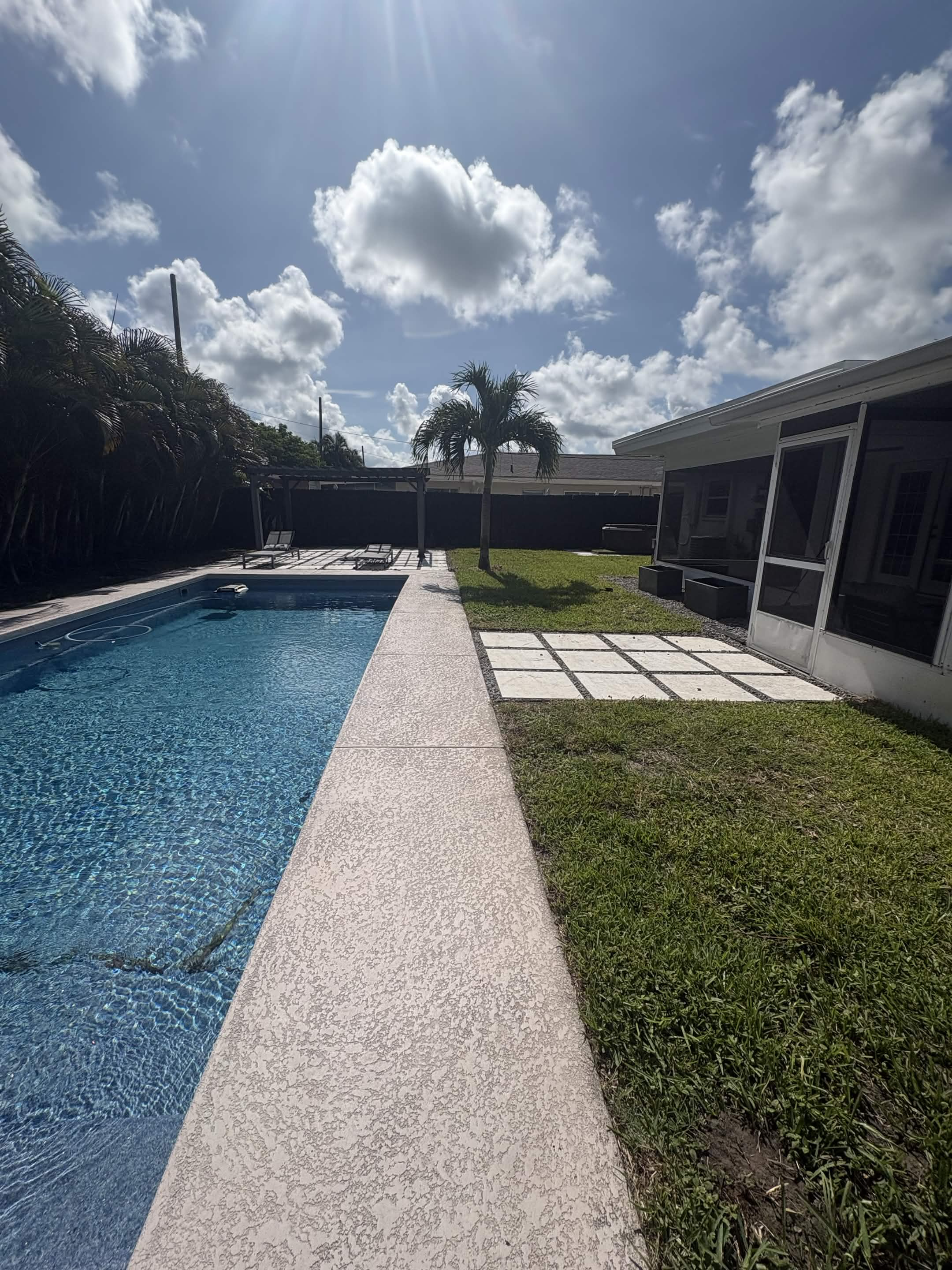 Patio before pressure washing